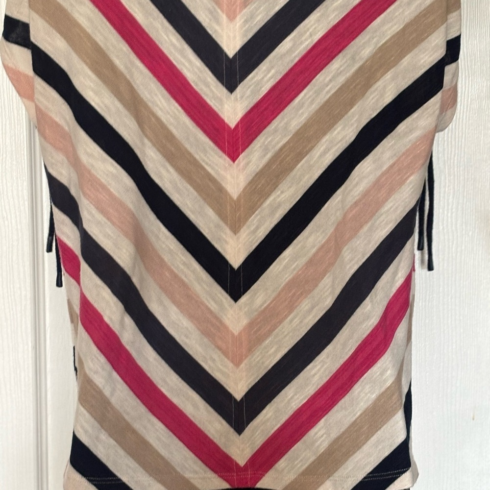 Liverpool Chevron Striped Blouse in Pink, Tan, and Black